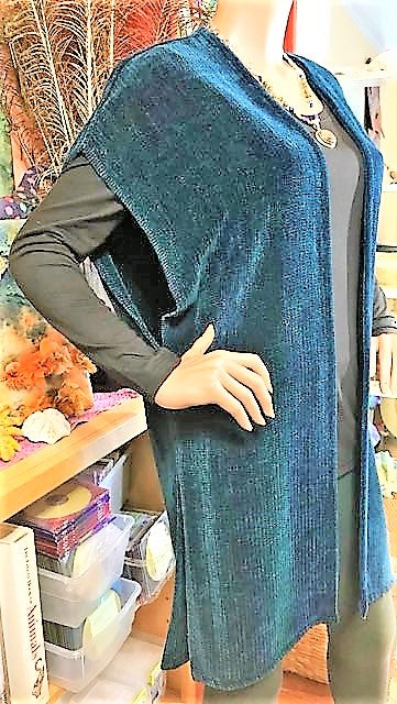 Indigo handwoven rayon chenille jacket