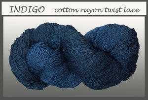 Indigo Cotton Rayon Twist Lace Yarn