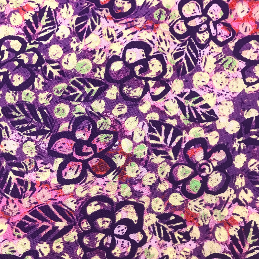 Cotton Batik Fabric: Violet Meadow