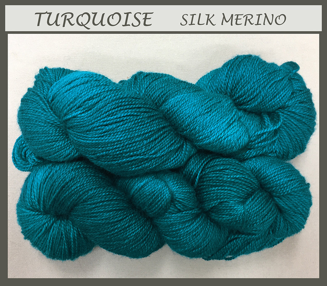 Turquoise Silk Merino Yarn